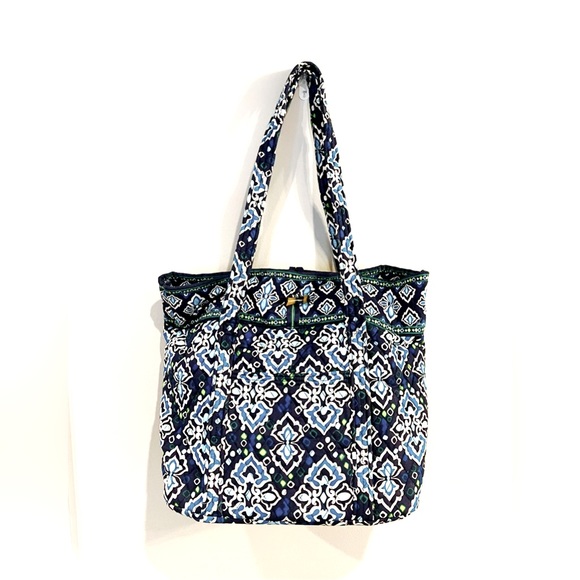 Vera Bradley Large Tote Bag Blue Pattern - Picture 1 of 9